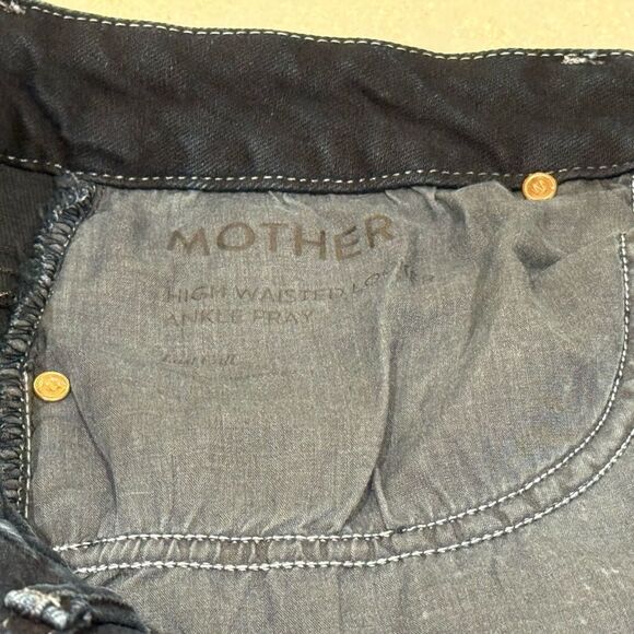 MOTHER The Looker High Waist Ankle Fray Last Call Dark Blue Jeans Size 30 - Picture 6 of 11
